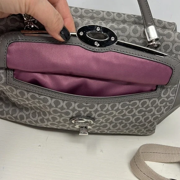 Coach Madeline Madison 25215 Gray Jacquard Leather Satchel Shoulder Crossbody